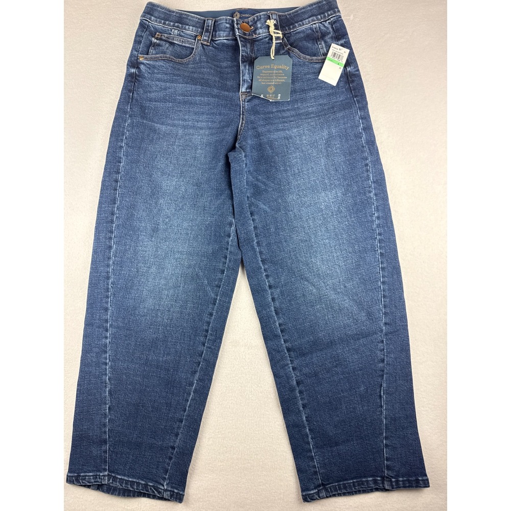 Democracy Absolution High Rise Barely Barrel Leg Jeans Blue Size 8 NEW